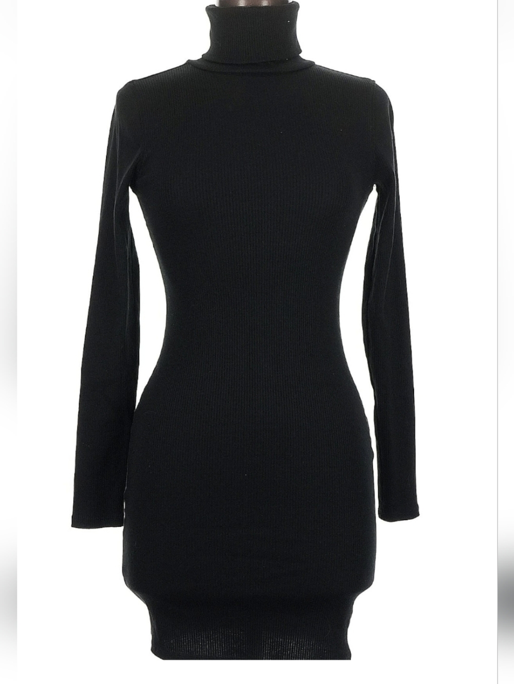 wild fable Black Long-Sleeve Ribbed Bodycon Dress